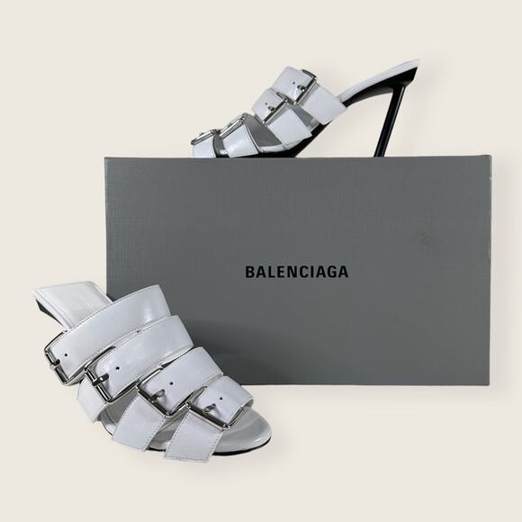 Balenciaga | Buckle High-Heel Sandals | White | 36C - Picture 1 of 14